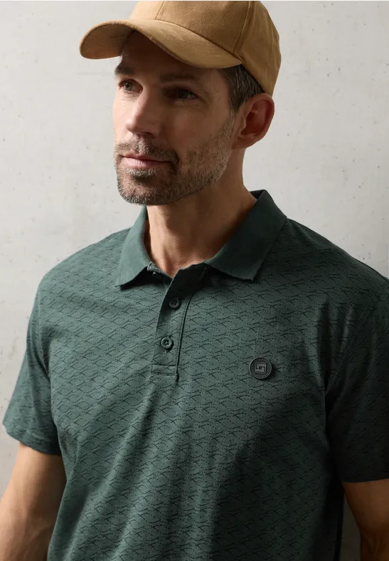 Gemustertes Poloshirt sea green