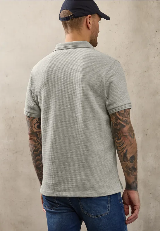 Polo met structuur white sand