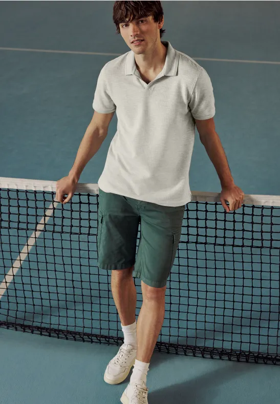 Polo met structuur white sand