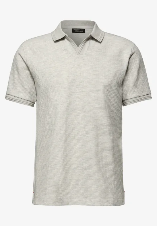 Polo met structuur white sand