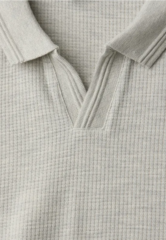 Polo met structuur white sand
