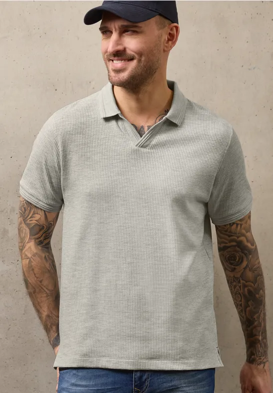 Polo met structuur white sand