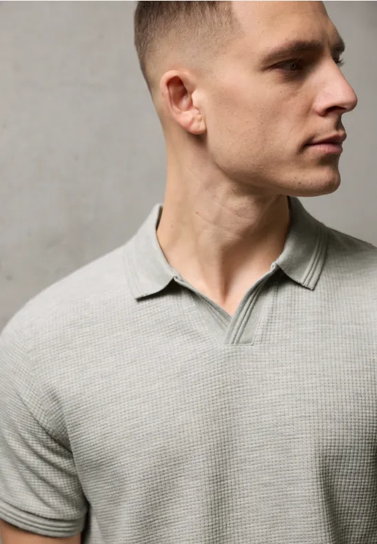 Polo met structuur white sand