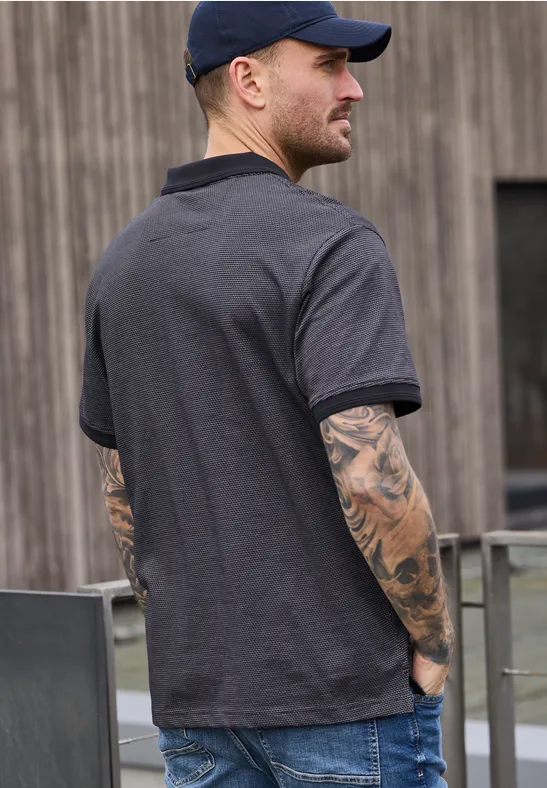 Poloshirt met korte mouwen en rits dark ink blue