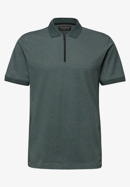 Kurzarm Poloshirt mit Zipperdetail sea green