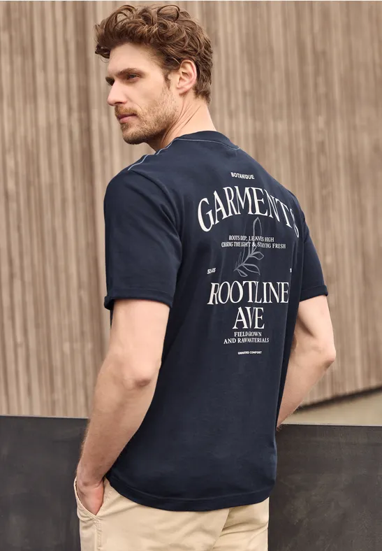 T-Shirt mit Rundhals und Backprint dark ink blue