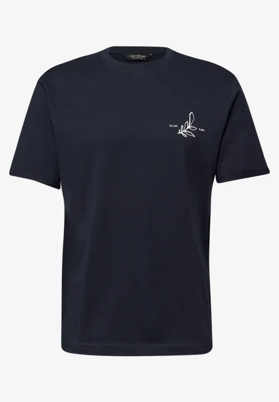 T-Shirt mit Rundhals und Backprint dark ink blue