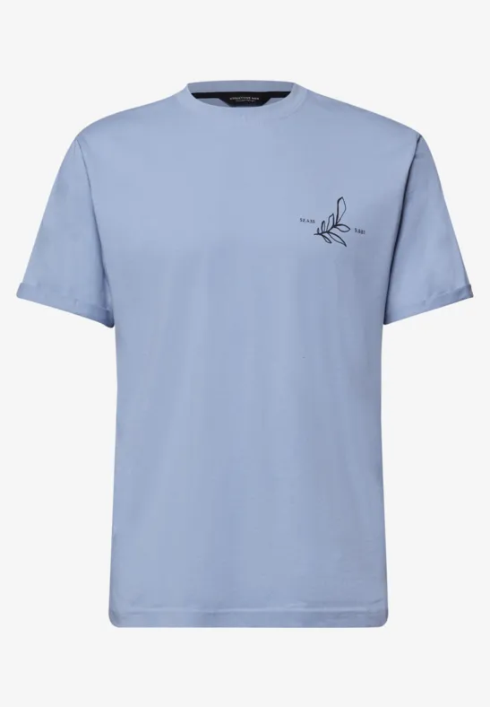 T-Shirt mit Rundhals und Backprint beach blue