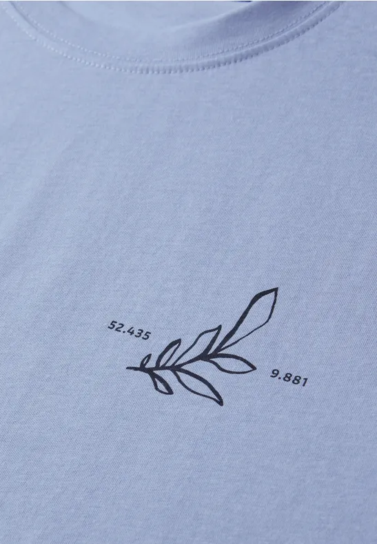 T-Shirt mit Rundhals und Backprint beach blue