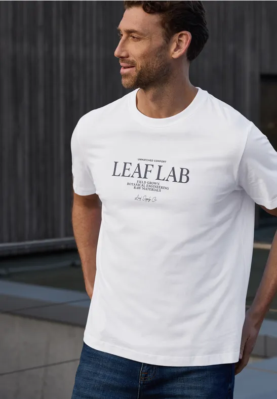 T-Shirt mit Rundhals und Chestprint bright white