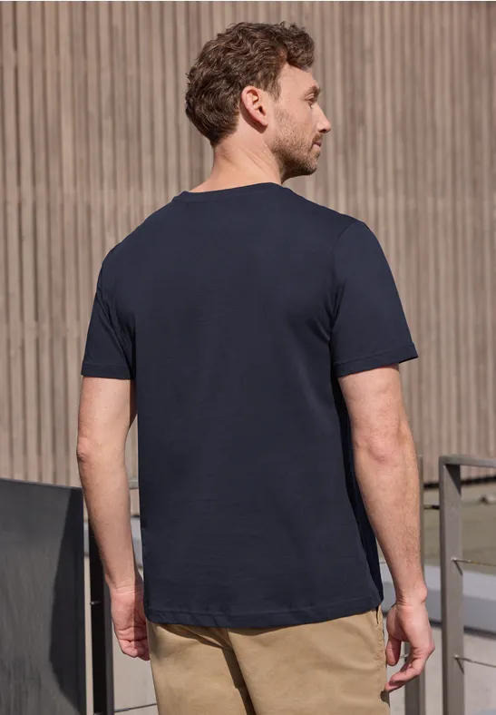 T-Shirt mit Rundhals und Chestprint dark ink blue