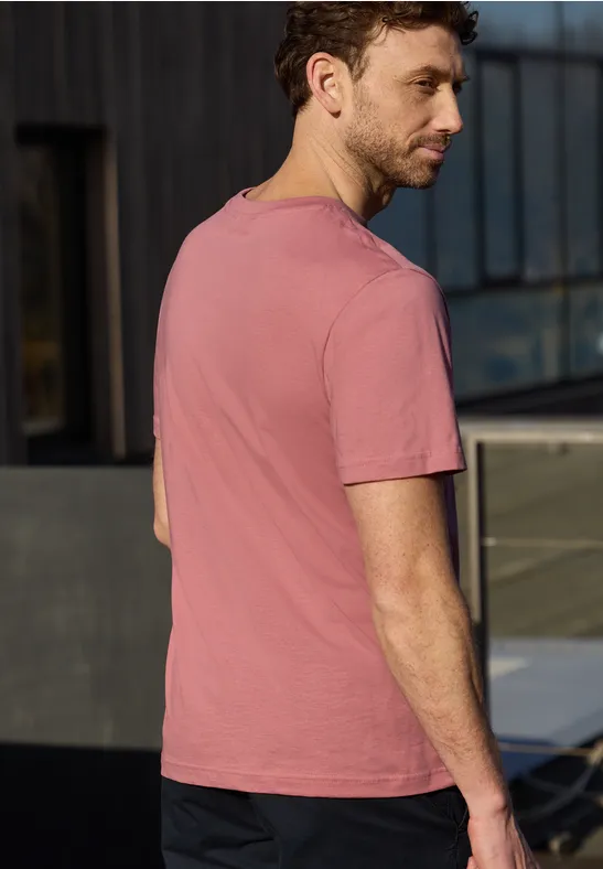 T-Shirt mit Rundhals und Chestprint sunrise red