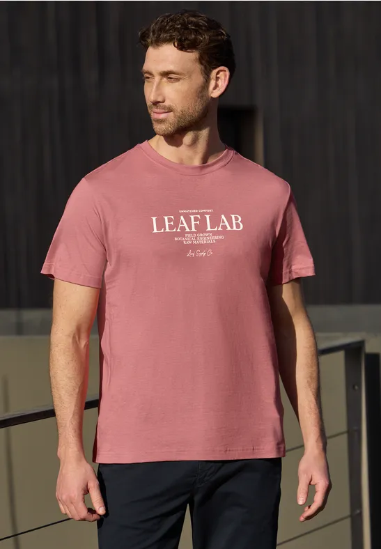 T-Shirt mit Rundhals und Chestprint sunrise red