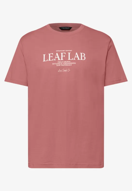 T-Shirt mit Rundhals und Chestprint sunrise red