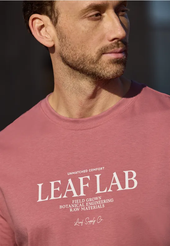 T-Shirt mit Rundhals und Chestprint sunrise red