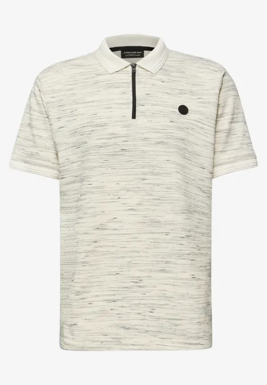 Kurzarm Poloshirt im Space-dye-Look bright white