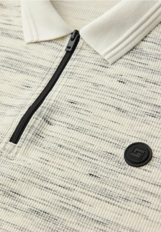 Kurzarm Poloshirt im Space-dye-Look bright white