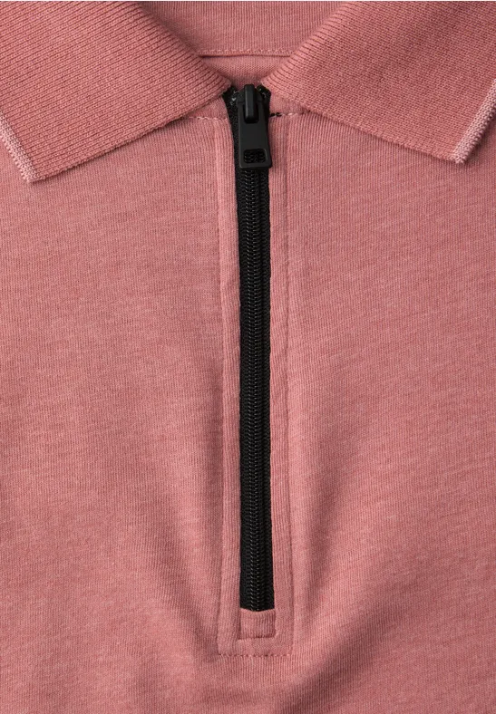 Kurzarm Poloshirt im Melange-Look sunrise red