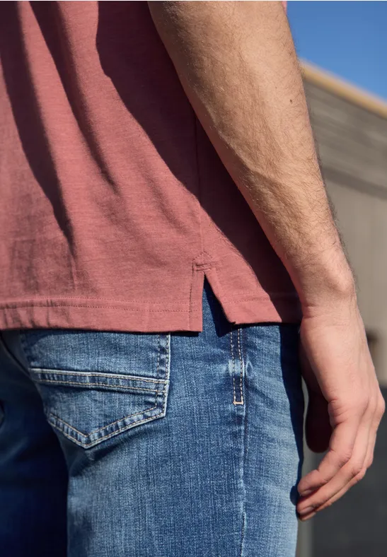 Kurzarm Poloshirt im Melange-Look sunrise red