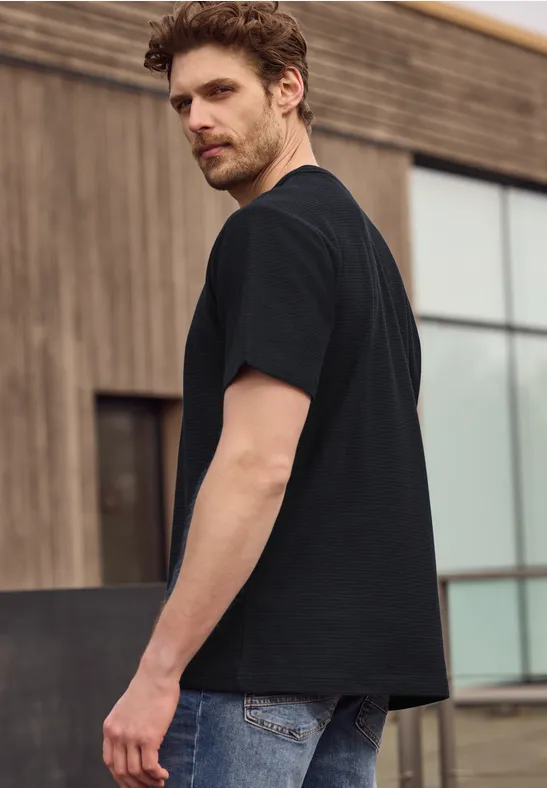 T-Shirt mit Rundhals und feinen Streifen dark ink blue