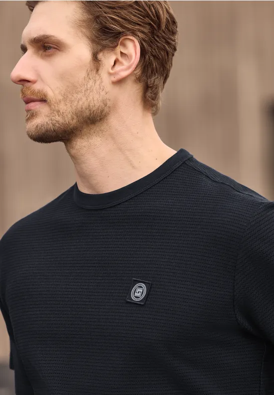 T-Shirt mit Rundhals und feinen Streifen dark ink blue