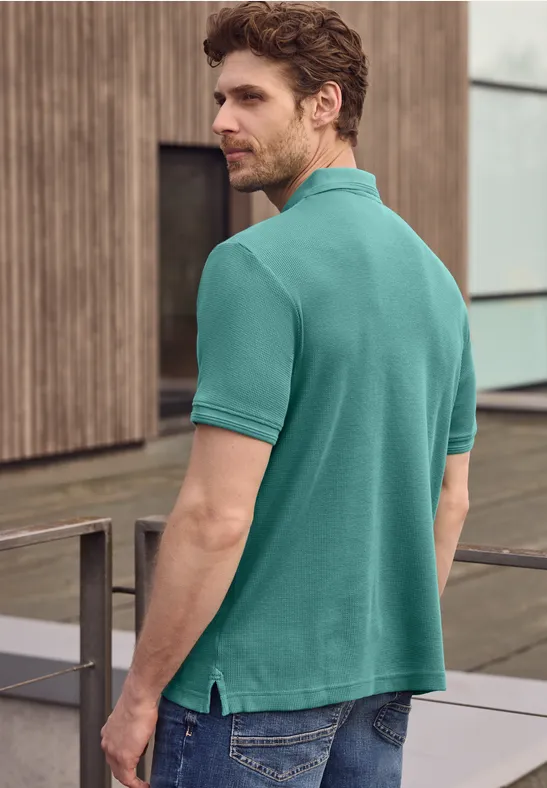 Poloshirt mit Zipper und Struktur caribbean green