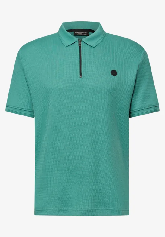Poloshirt mit Zipper und Struktur caribbean green
