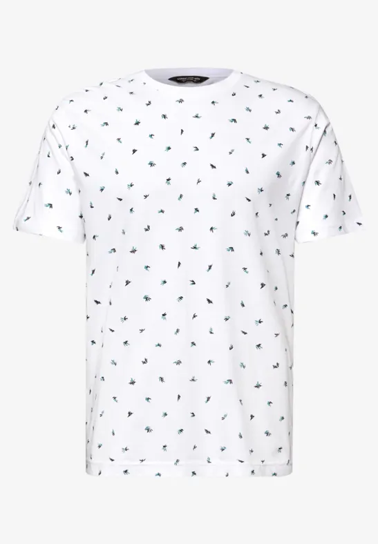 T-Shirt mit Rundhals und Allover-Print bright white