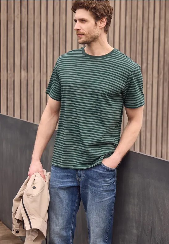 T-Shirt mit Rundhals und Allover-Print sea green