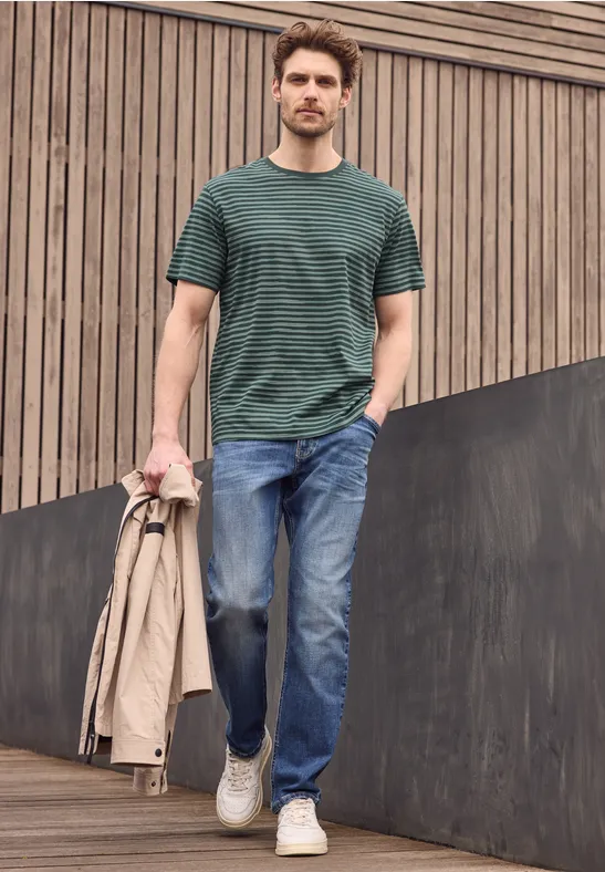 T-Shirt mit Rundhals und Allover-Print sea green