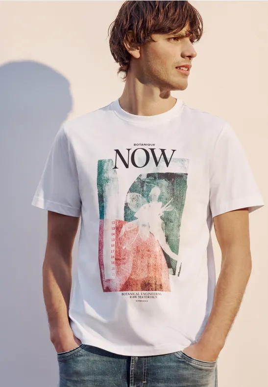 T-Shirt mit Rundhals und Fotoprint bright white