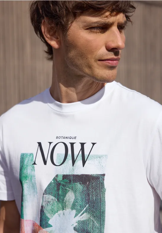 T-Shirt mit Rundhals und Fotoprint bright white