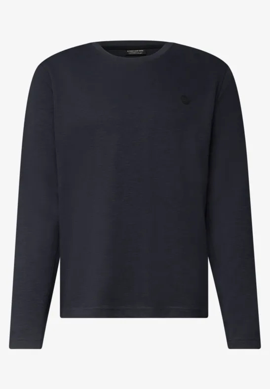 Dunkelblauer Langarm-Pullover mit Rundhalsausschnitt