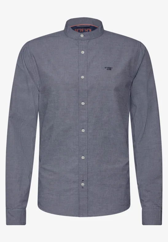 Usztywniona koszula ze stójką deep blue chambray