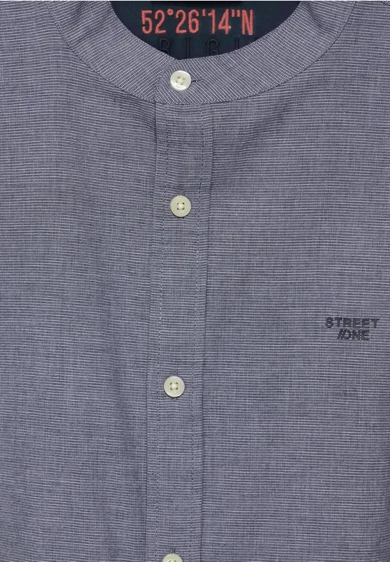 Usztywniona koszula ze stójką deep blue chambray