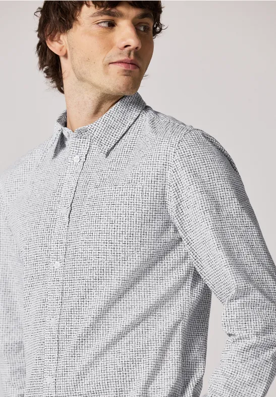 Kariertes Slim Fit Hemd bright white