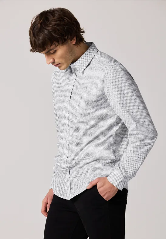 Kariertes Slim Fit Hemd bright white