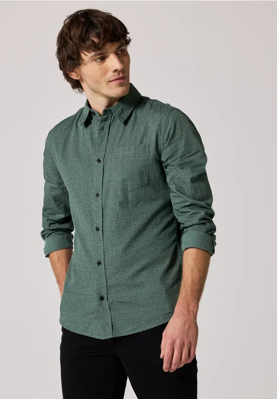 Kariertes Slim Fit Hemd mineral green