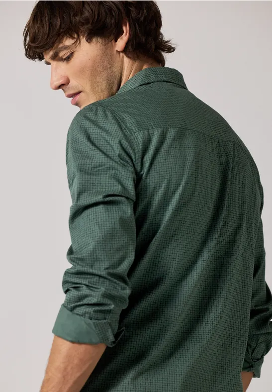 Kariertes Slim Fit Hemd mineral green