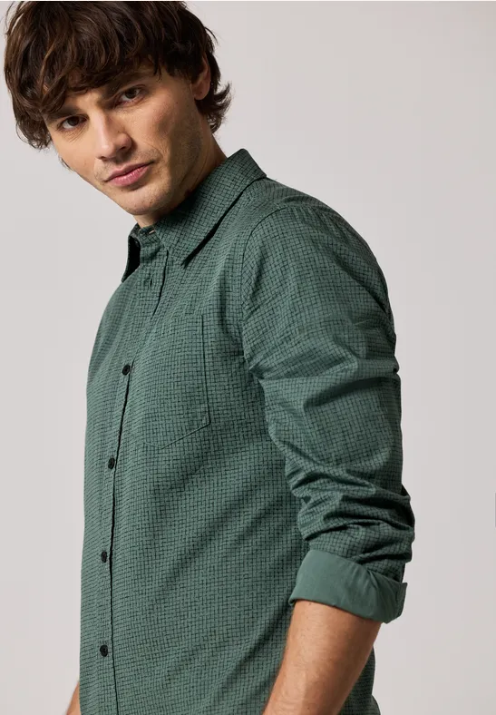 Kariertes Slim Fit Hemd mineral green