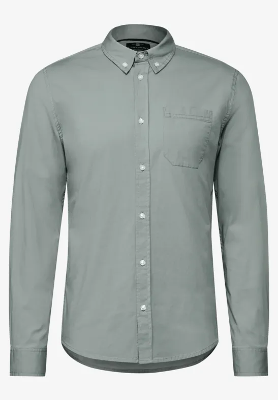 Popeline Stretch Hemd silver green