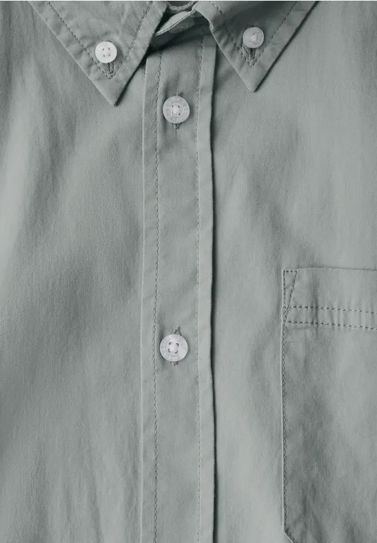 Popeline Stretch Hemd silver green