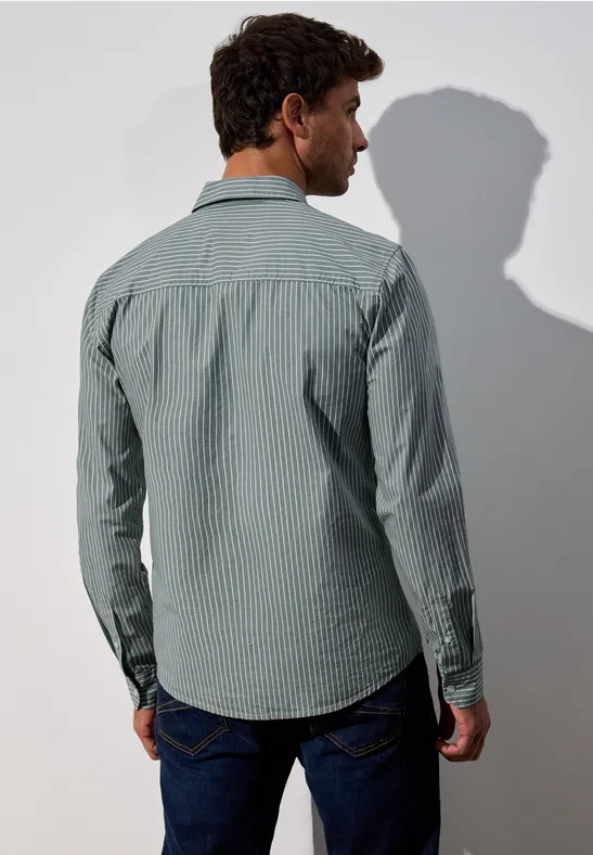 Slim Fit Stretch-Hemd silver green