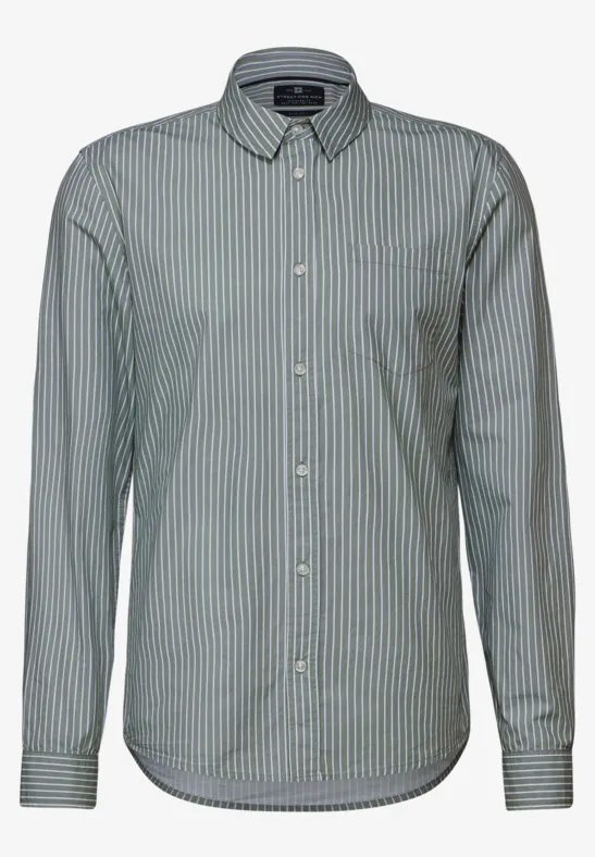 Slim Fit Stretch-Hemd silver green