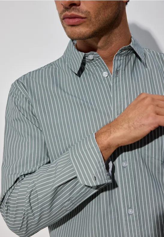 Slim Fit Stretch-Hemd silver green
