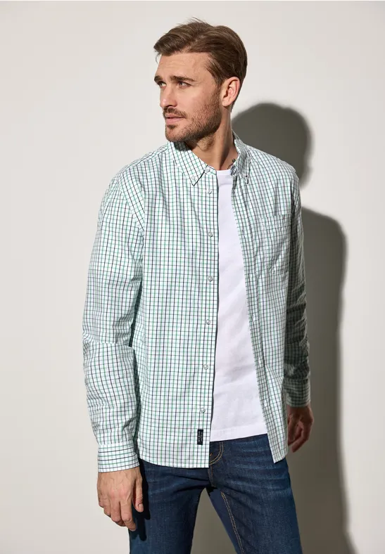 Kariertes Oxford Hemd bright white