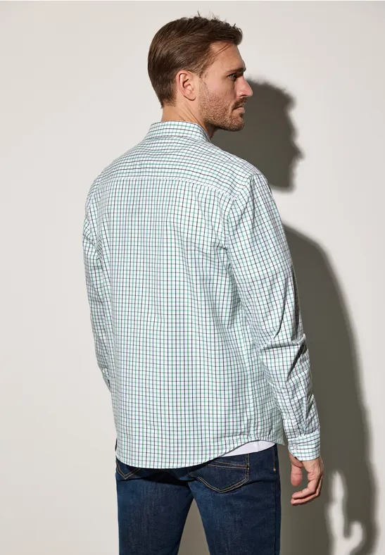 Kariertes Oxford Hemd bright white
