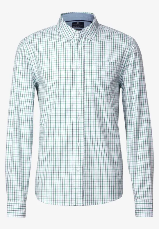 Kariertes Oxford Hemd bright white