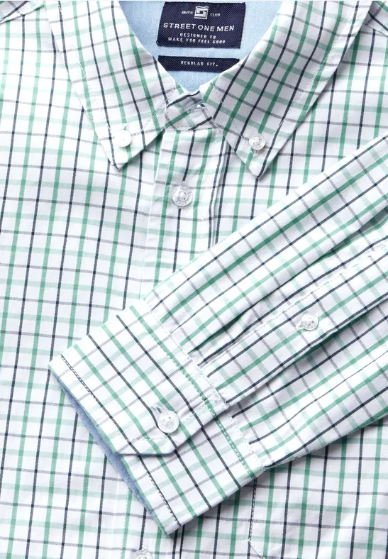 Kariertes Oxford Hemd bright white