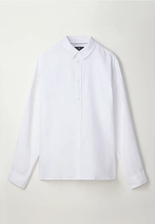 Linnen shirt met lange mouwen White